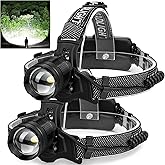 Vinderfine Headlamp Rechargeable 2 Pack, Bright LED Headlamp for Adults, 135° Adjustable, 3 Modes, IPX6 Waterproof Head Lamp for Outdoor Camping Climbing Hiking