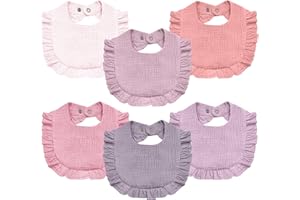 NISXABEBE Baby Muslin Bibs,6 Pcs Drool Bandana Bibs for Baby Girl Drooling and Teething,Soft and Absorbent Cotton for Newborn