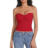 Abonlen Tube Tops for Women Twist Knot Summer Going Out Crop Tops Backless Strapless Bandeau Tops Y2K Basic