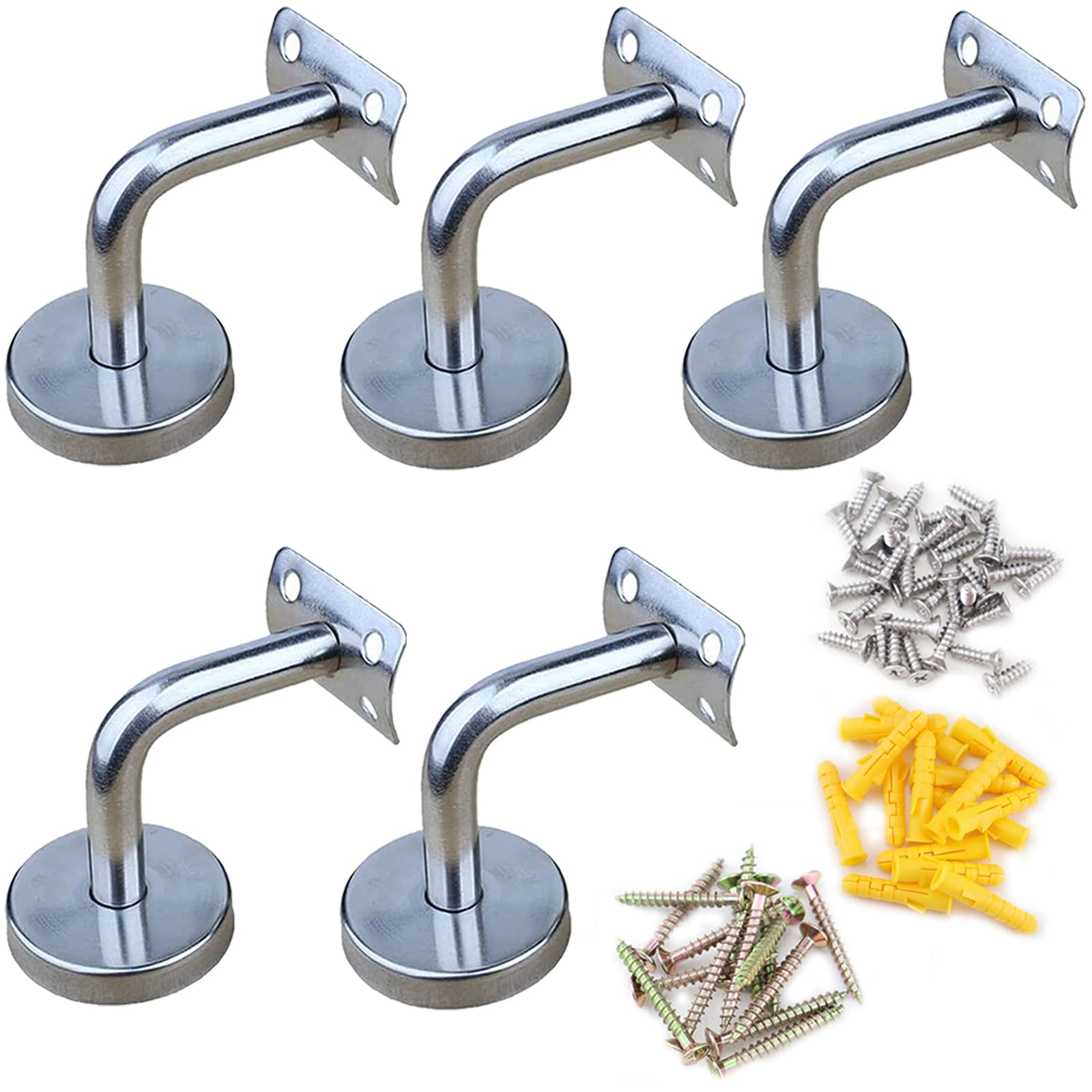 Handrail Bracket, 5PCS Stainless Steel Handrail Brackets Wall Brackets, Used for Indoor and Outdoor Stair Handrail Stair Handrail Support