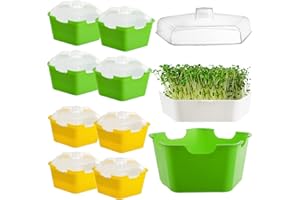 Cedilis 8 Pack Seed Sprouter Tray with Cover, Plastic Seed Germination Tray, BPA Free, Soil-Free, Great for Garden Home