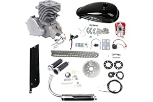 Frederimo 100cc Bicycle Engine Kit, 2 Stroke Bike Motor Kit Petrol Gas Motor Conversion Kit Air-Cooling Motorized Bicycle Kit Super Fuel-efficient Modified Full Set 36
