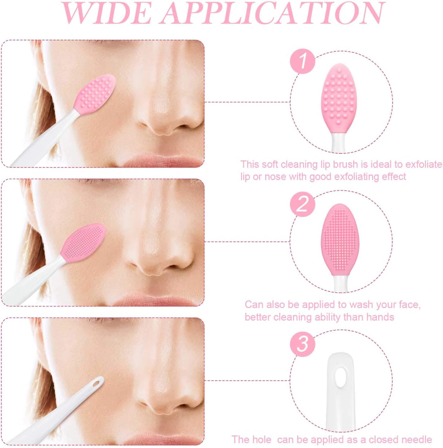Silicone Exfoliating Lip Brush Double-sided Lip Brush Soft Cleaning Lip Brush Beauty Tool for Smoother Skin and Fuller Lip Appearance, 6 Colors (18): Beauty