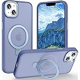 Lufanbis Magnetic for iPhone 14 Case with Ring Stand, [10 FT Drop Protection] [Velvety Touch] Slim Translucent Matte Back Shockproof Phone Case for iPhone 14 6.1'', Sierra Blue