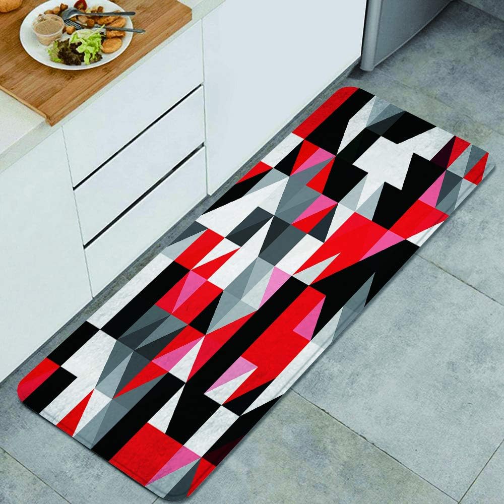KASABULL Red And Black,Abstract Geometric Half Triangles Anti Fatigue