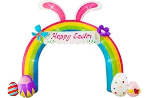 Nisotieb 12ft Eeaster Inflatable Archway Decors with Built-in LED Easter Bunny Easter Eggs Archway for Easter Day/Outdoor/Yard/Lawn/Patio/Garden