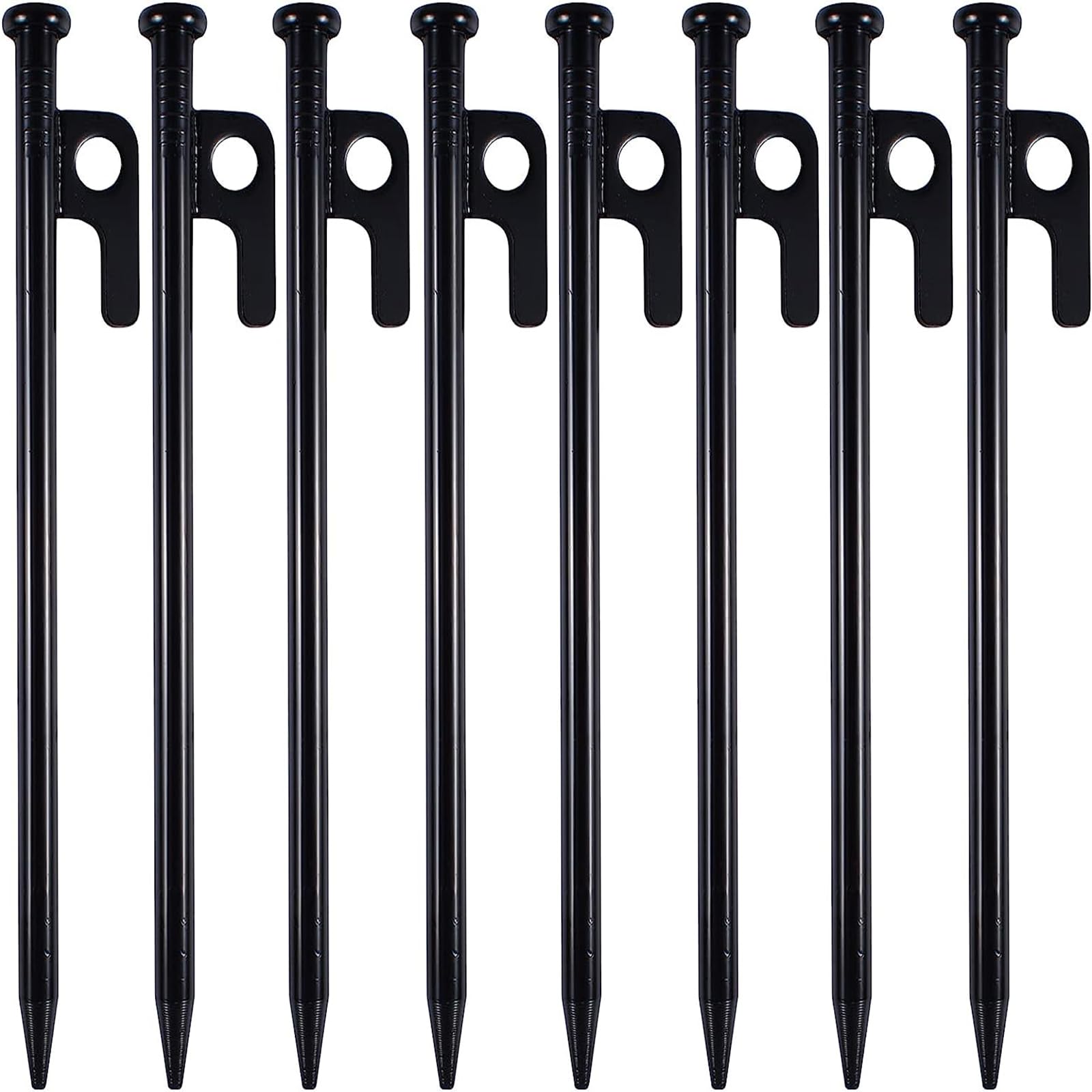 Lemotoy 8 Pcs Tent Pegs - Metal Heavy Duty for Tent Camping, Awnings, Garden (Black)