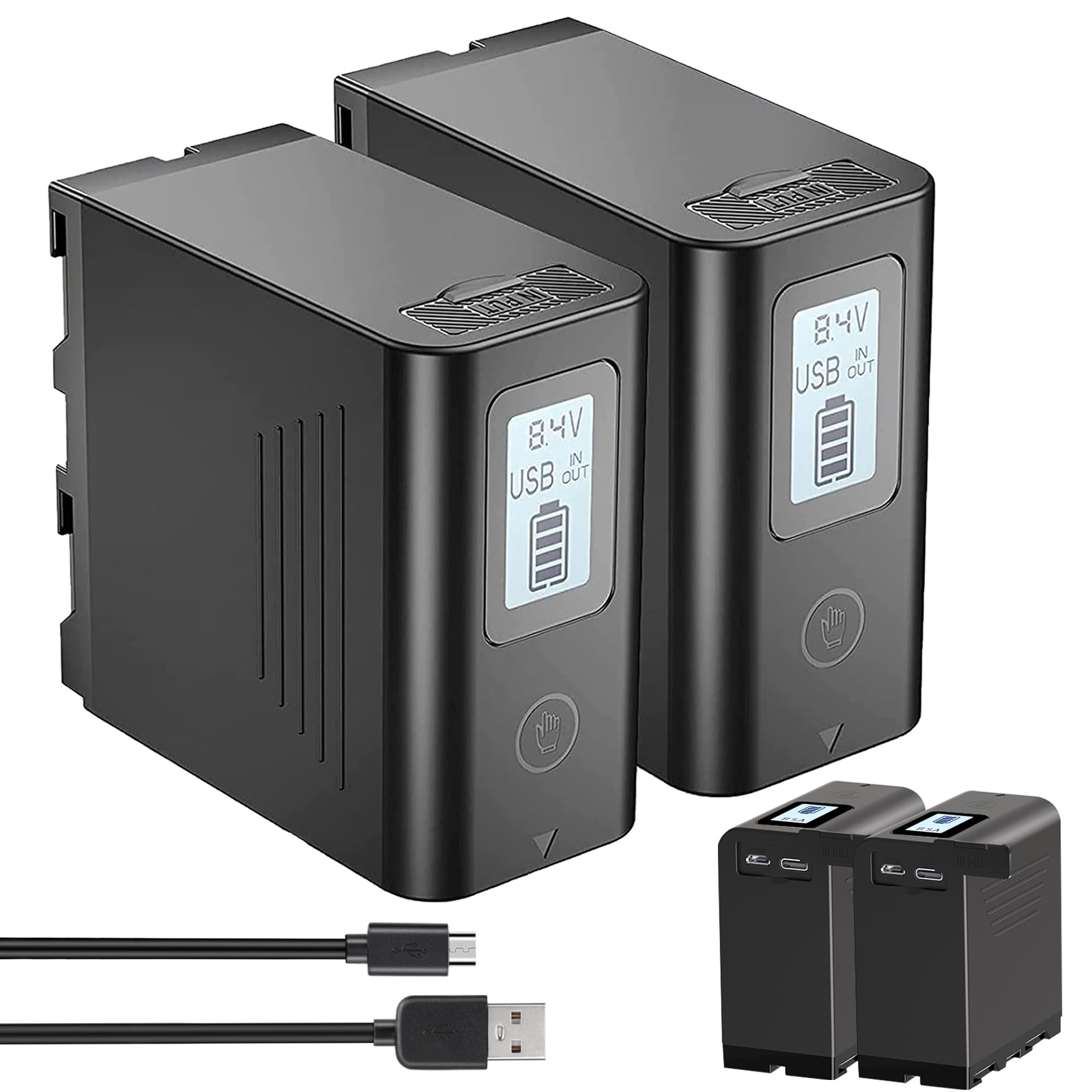 NP-F970 NP-F960 NP-F950 Battery,JYJZPB 2x8800mAh Replacement Battery for Sony NP-F930 NP-F550 NP-F530 NP-F570 DCR-VX2100,DSR-PD150,DSR-PD170,HDR-AX2000,HDR-FX1,HDR-FX7,with USB LCD Display