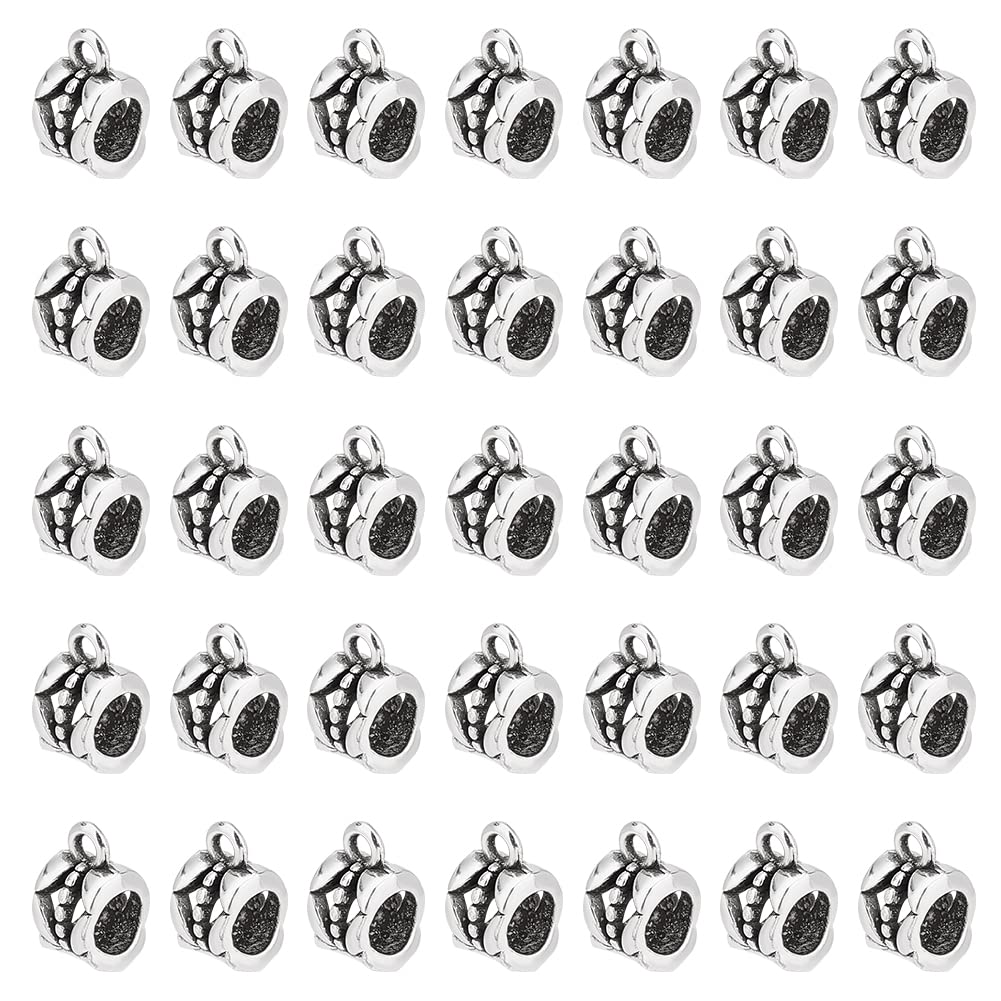 UNICRAFTALE 100pcs Alloy Vintage Retro Style Connector Tibetan Style Hanger Dangle Links Beads Antique Silver Hollow Cup Bail Beads with Loop for Bracelet Pendant Making