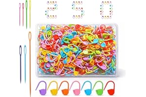 Suhfuib 250 PCS Stitch Markers for Crochet and Knitting, Locking Plastic Stitch Counter Clips, 7 Large-Eye Needles and Storage Case, Essential Crochet Accessories and Supplies for Amigurumi DIY Crafts
