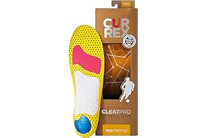 CURREX CLEATPRO - Thin, Arch Support Insoles, Comfort, Cushion & Stability in Cleats, Soccer, Football, Baseball, Softball, Super Grip for Control, Shock Absorbing Inserts, Men, Women (Medium Arch, L)