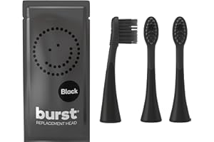 BURST Genuine Replacement Heads for Original Sonic Electric Toothbrush (Black/3 Pack) | Ultra Soft Bristles for a Deep Clean | Stain & Plaque Removal