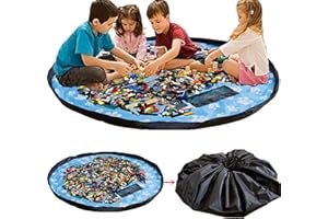Toy Storage Bag Mat,New Thick Double Layer,Storage Bags Foldable Rug Portable Organizer Toys Kids Play Mat 60 inch (150cm)(Bl
