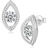 Moissanite Marquise Halo Stud Earrings for Women, Total 1.5 Carats Center Stone, White Gold Plated 925 Sterling Silver Jewelry, Gifts for Wife, Girlfriend, Mom, Daughter
