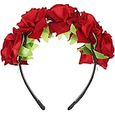 Headband Wedding Party Hairband Day of Dead Flower Crown (Claret)