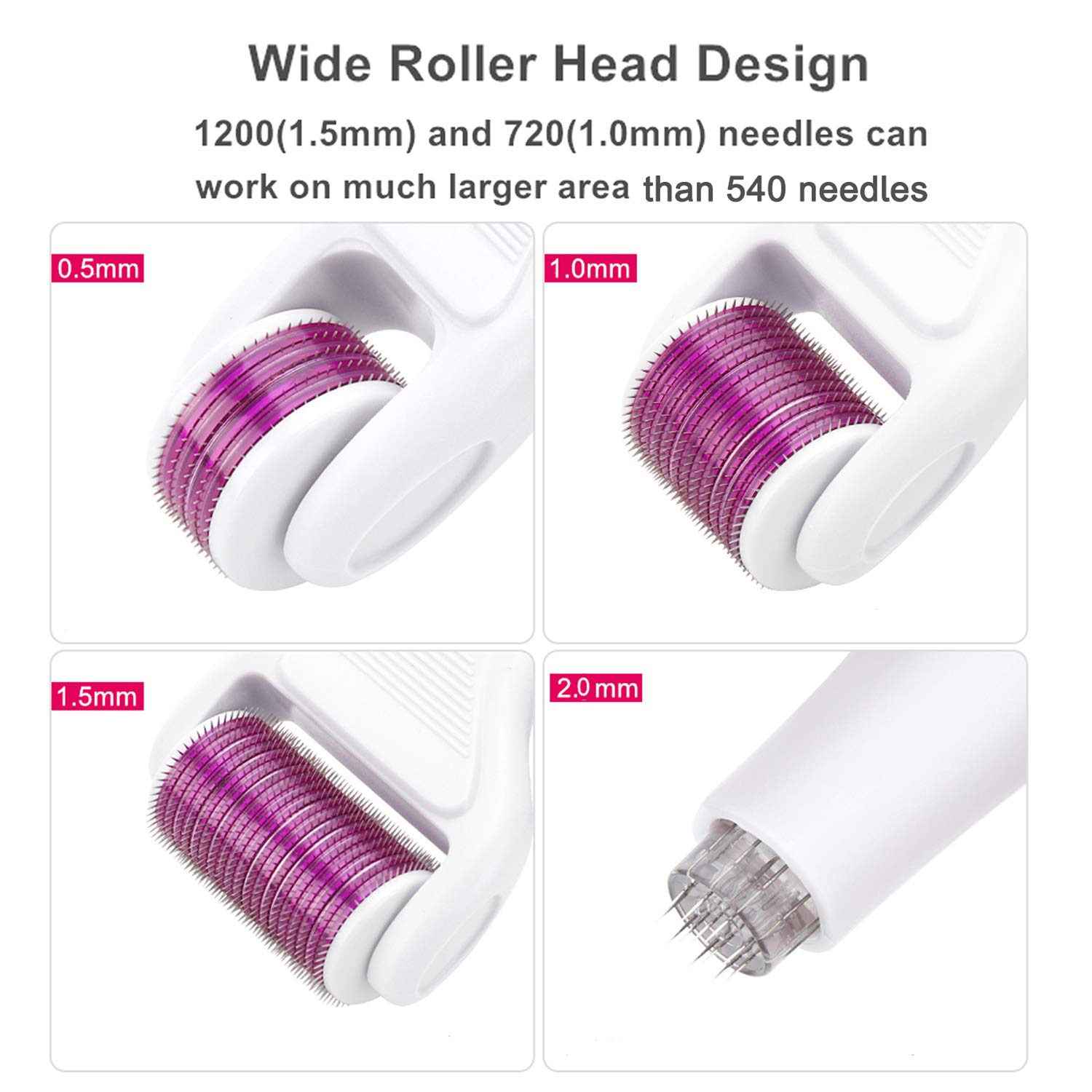 Koi Beauty Professional Derma Roller Kit Microneedling Roller Set Microneedle Instrument - Wide Needles Roller Head Desgin - Include Free Storage Case: Beauty