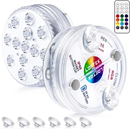 LOFTEK Submersible LED Lights with Remote, 13 LED Pool Lights for ...