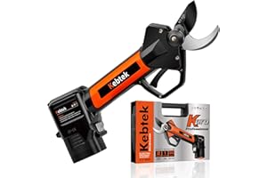 Electric Pruning Shear, Kebtek Cordless Electric Pruner Heavy Duty Electric Branch Cutter Brushless Motor with 2PCS 2500mAh 8-10H Working Time, 30mm (1.18 Inch) Cutting Diameter (KT930) Smooth-CUT
