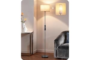 EDISHINE Dual Shades Floor Lamp with Foot Switch, Dimmable Floor Standing Lamp with 9W LED A19 Light Bulb, Remote Custom Colo