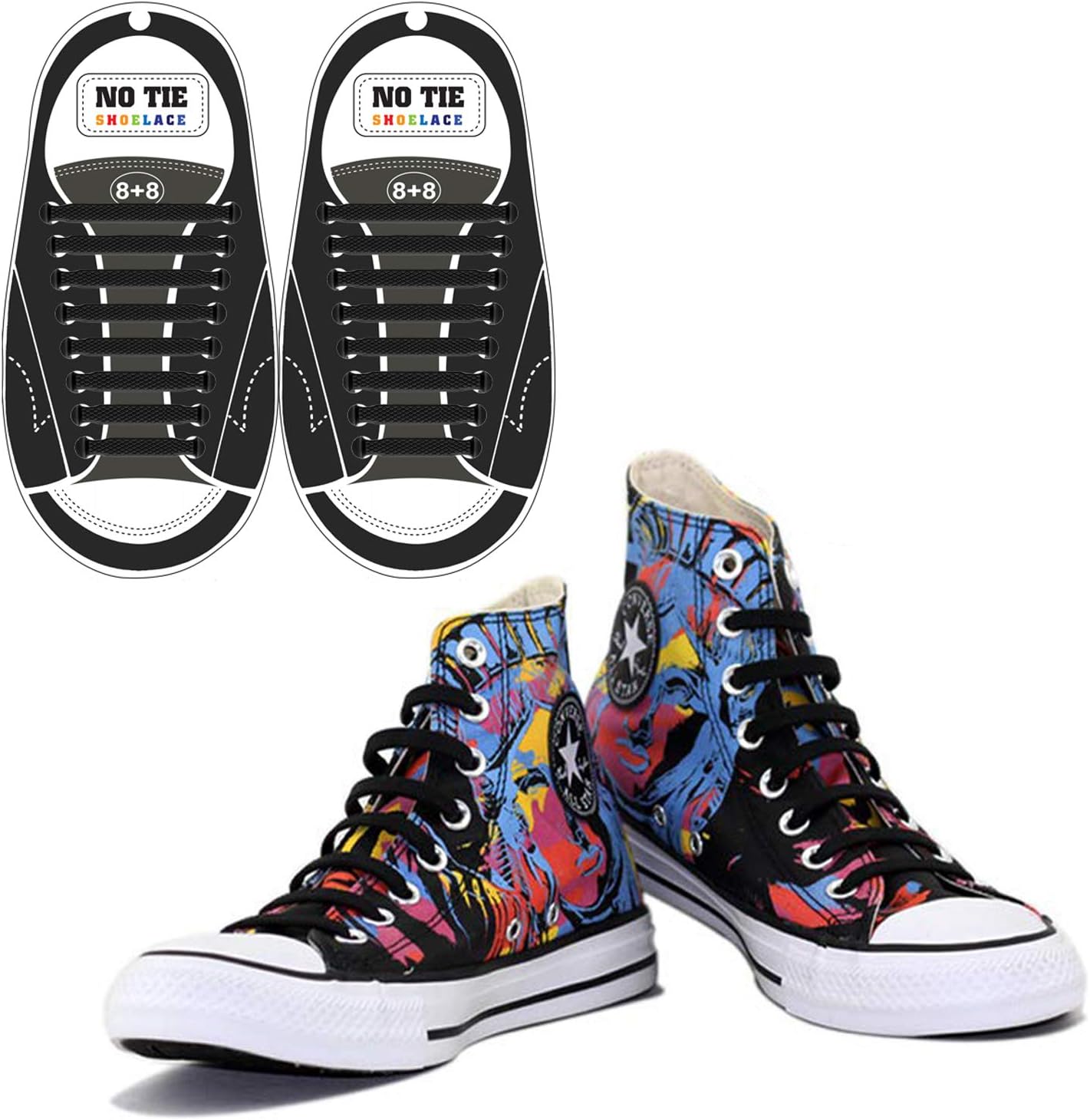 Extra No Tie Shoelaces for Men and Women - Best in Sports Fan â Waterproof Silicon Flat Elastic Athletic Running Shoe Laces with Multicolor for Sneaker Boot Board Shoes and Casual