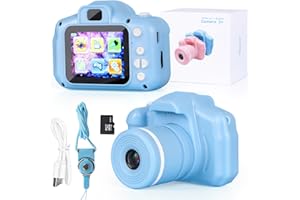 Kids Digital Camera,NINE CUBE Little Toy Camera for Boys Girls 3-7 Years Old, Children Long Lens Digital Camera for Kids Gifts, Blue Toddler Digital Camera for Kids with 32G SD Memory Card
