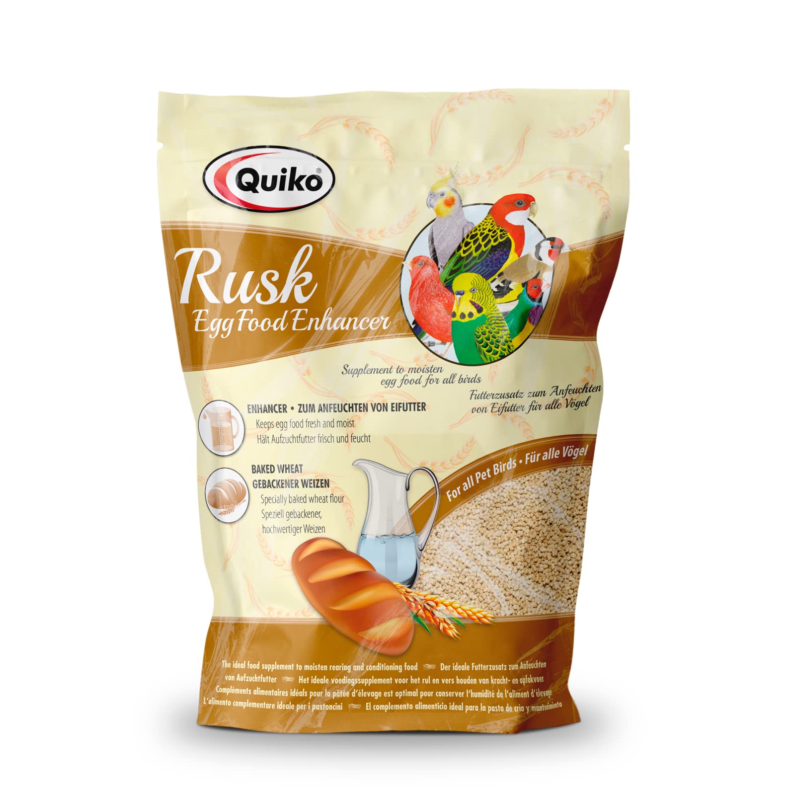 Quiko Rusk 1 Kg - Special Moistening Additive for Egg, Rearing & Soft Feed for Pet Birds & Racing Pigeons