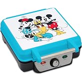 Disney Mickey &amp; Friends Four Waffle Maker by Select Brands - Cute Appliance for Small, Square Waffles - Mickey Mouse Waffle Machine - Disney-Themed Appliance with Ceramic Nonstick Coating