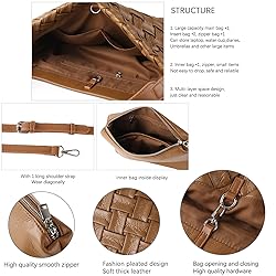 JINMANXUE Women Boston Bag Woven Vegan Leather