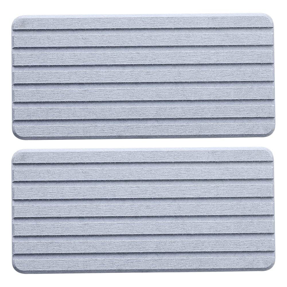Wisyurt 2 PCS Water Absorbent Diatomite Coasters Rectangle Grooved Design Water Absorbing Stone Gray