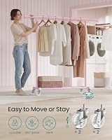 SONGMICS Clothes Rack on Wheels Heavy Duty 100kg Extendable Rail 92-132cm view 5