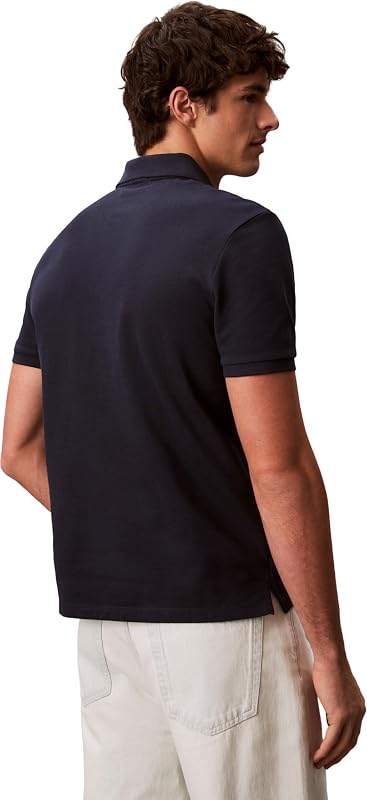 Polo Manches Courtes Homme Monogram Pique en Coton, Bleu (Dark Sapphire), L — photo 3 sur 8