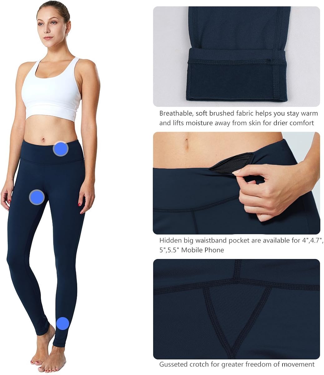 BALEAF Women's Fleece Lined Leggings Yoga Pants Inner Pocket: Clothing