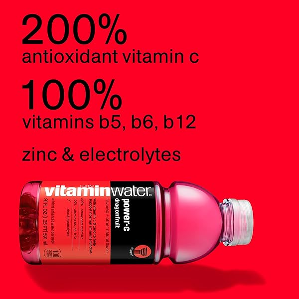 VITAMINWATER POWER-C DRAGONFRUIT NUTRIENT ENHANCED FLAVORED WATER BEVERAGE, 20 FL OZ BOTTLES, 12 PACK