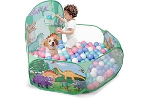 Dinosaur Kids Ball Pit for Toddler with Basketball Hoop Foldable Pop-Up Baby Ball Pool for Girls Boys Indoor & Outdoor Game 4