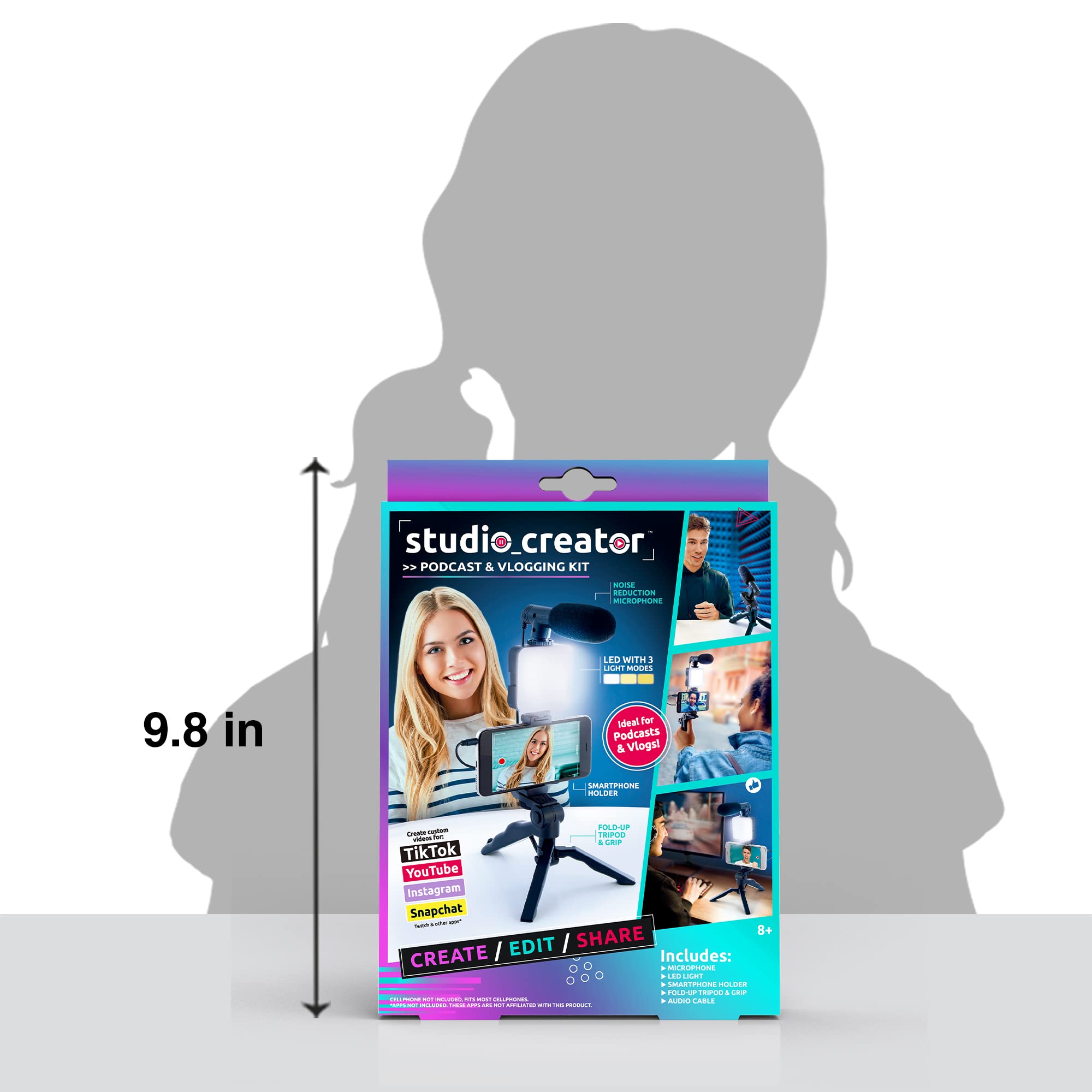 Canal Toys New Studio Creator Podcast & Vlogging Kit – Record Your own podcasts and Vlogs Like Your Favorite influencers! Fold-up Tripod, LED Light & Microphone. Ages 8+