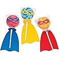 Fun Express Superhero Swirl Pop Suckers (12 individually wrapped lollipops) Party Candy and Favors - VBS Vacation Bible School Supplies/Decor