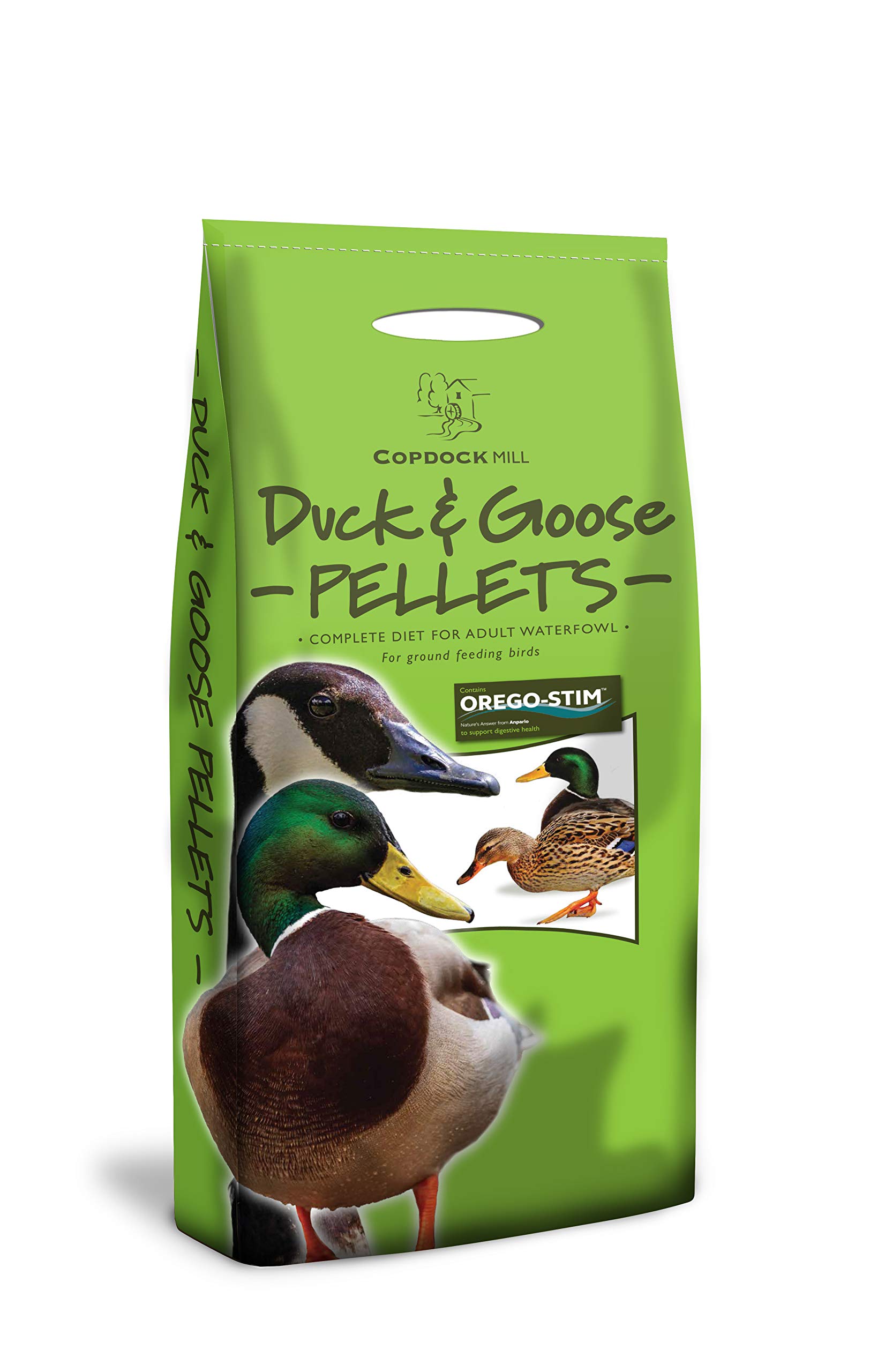Copdock Mill Duck & Goose Pellets A Complete Diet for Adult Waterfowl Ideal for Ground Feeding Supports Digestive Health Containing Natural Oregano Oil Non-Floating Pellets (5kg)