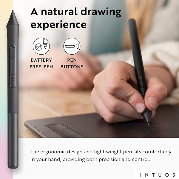 WACOM INTUOS SMALL GRAPHICS DRAWING TABLET, INCLUDES TRAINING & SOFTWARE; 4 CUSTOMIZABLE EXPRESSKEYS COMPATIBLE WITH CHROMEBOOK MAC ANDROID & WINDOWS, PHOTO/VIDEO EDITING, DESIGN & EDUCATION,BLACK