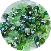 Xinhongo 400pcs 3mm Round Crystal Glass Beads Round Faceted Spacer Beads for Jewelry Making Bracelet Earring Necklace Wind Chimes Suncatchers DIY Craft Making Supplies(Green Series)