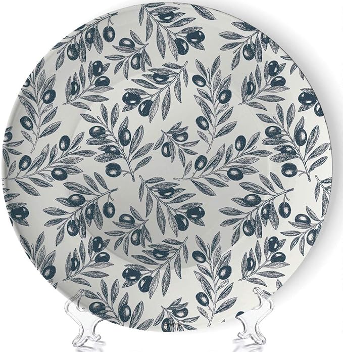 ALUONI Custom Plate, Olive Branch Background,Ceramic