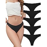 voenxe Seamless Thongs for Women,No Show Ladies Underwear,Invisible Comfortable Panties,Low Rise Gym Workout Undies,5 Pack