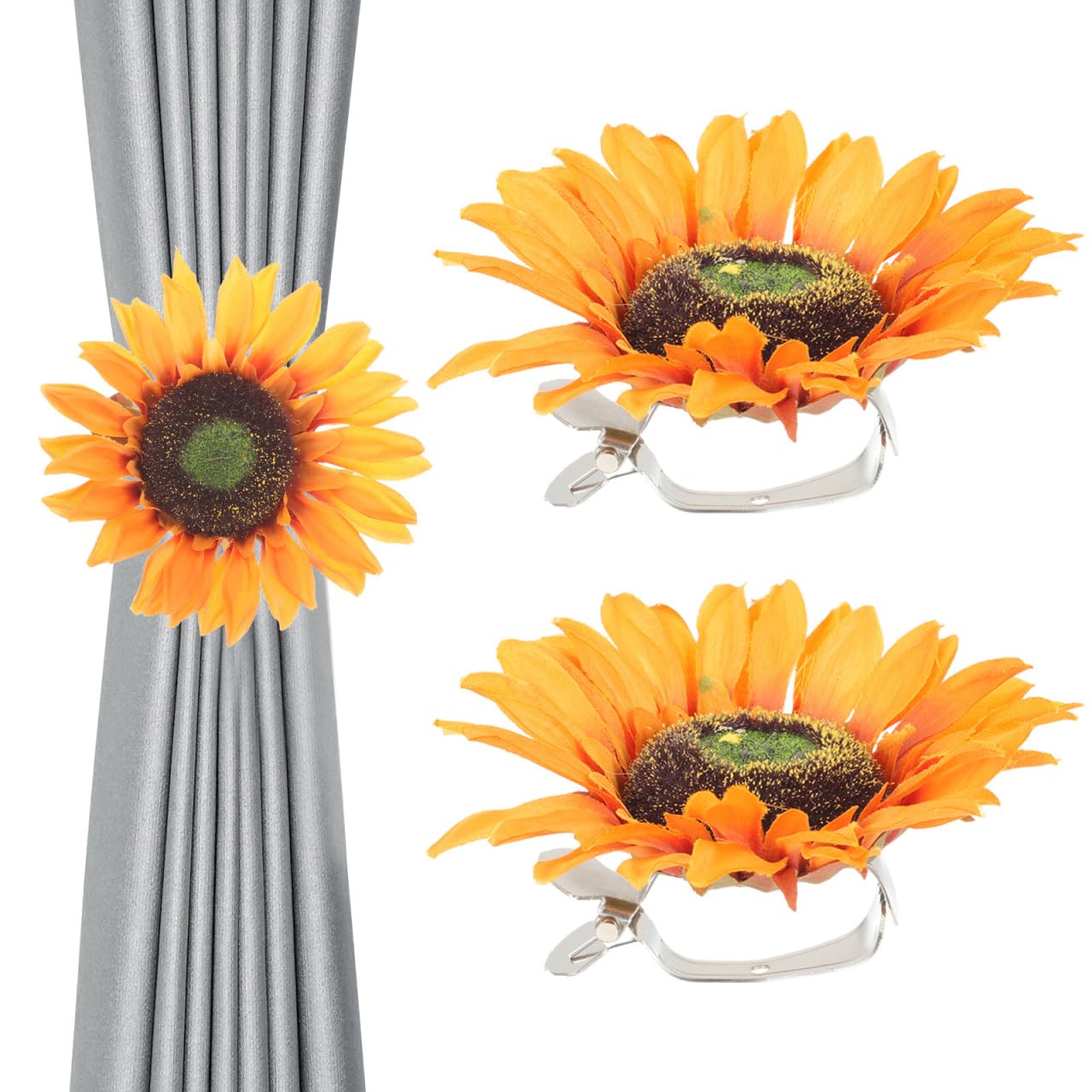 CAXUSD Sunflower Curtain Clips Tiebacks 2Pcs No Drill Curtain Holdbacks for Sheer Curtains Window Drapes Home Office Bedroom Decoration
