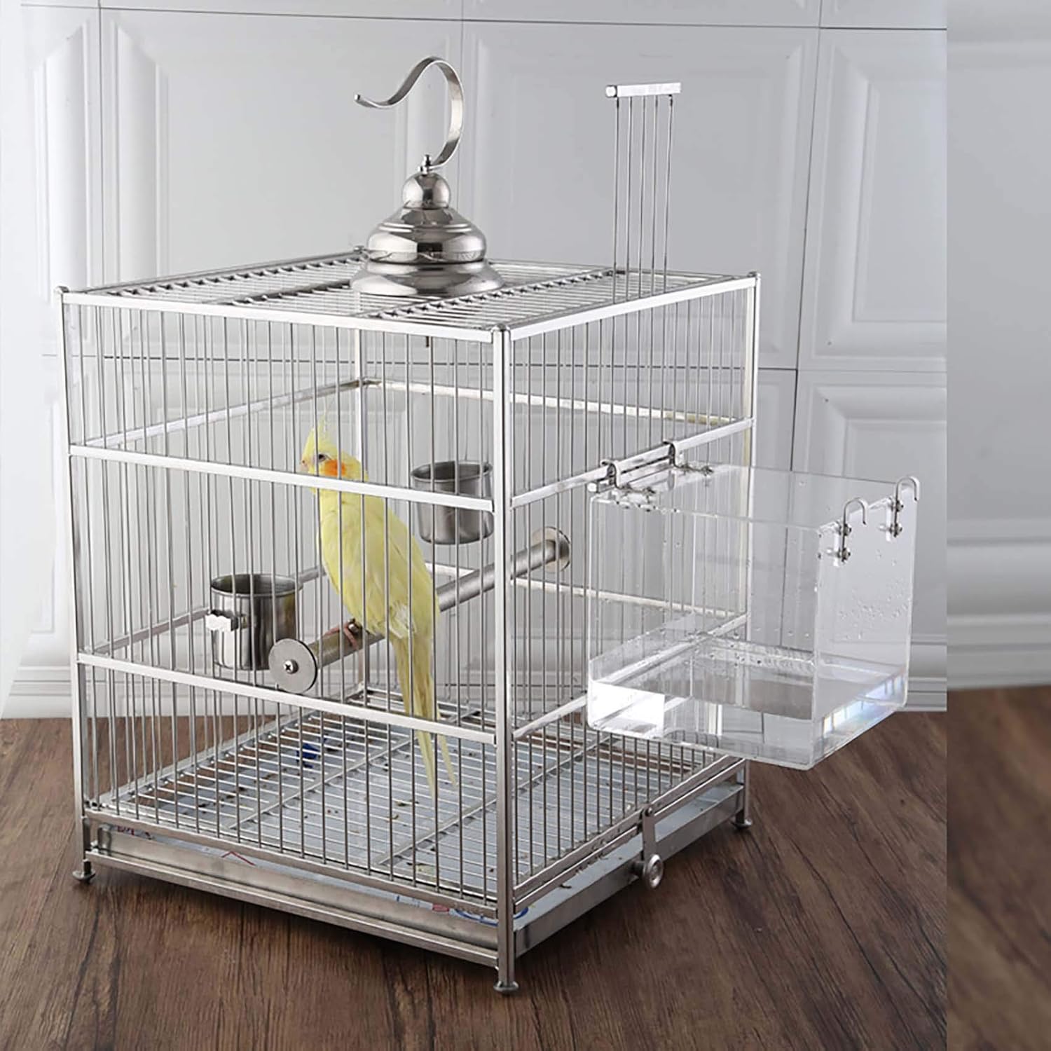 EnoYoo Bird Bath Cage, Cleaning Pet Supplies Cockatiel Bird Bathtub with Hanging Hooks for Little Bird Parrots Spacious Parakeets Portable Shower for Most Birdcage: Garden & Outdoor