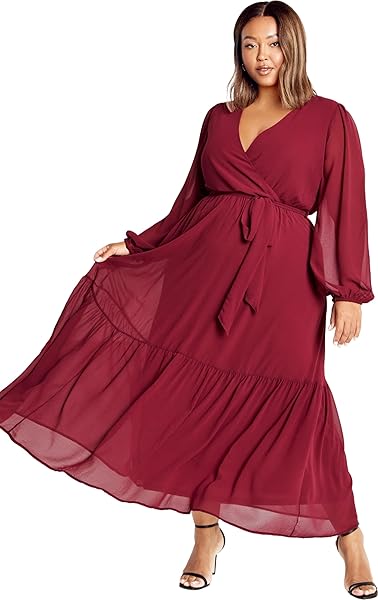 CITY CHIC WOMEN’S PLUS SIZE CHARLIE MAXI DRESS, RUBY, 20