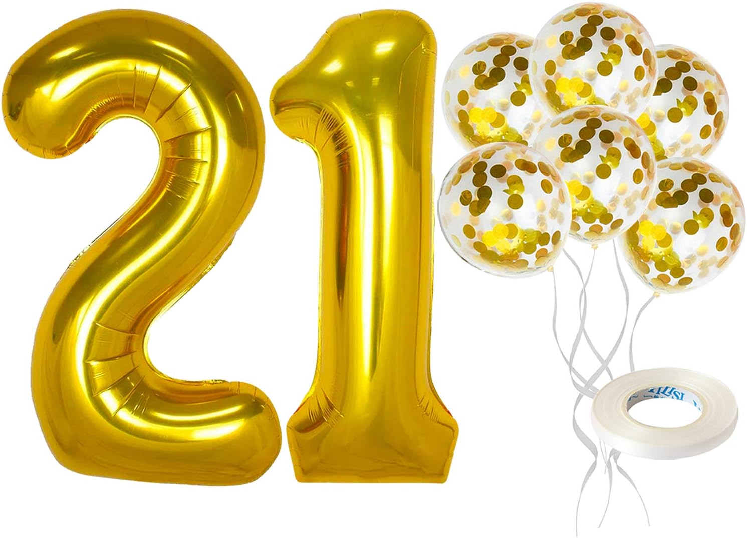 Gold 21 Birthday Balloons Decorations Large, 40 Inch