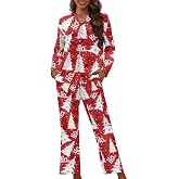 Poetesant Halloween Pajama Set Womens V Neck Pjs Long Sleeve Loungewear Button Down Pajamas Plus Size Sleepwear