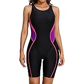 ATTRACO Athletic One Piece Swimsuits for Women Boyleg Swimwear Racerback Bathing Suits
