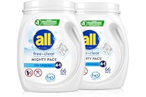 all Unit Dose Laundry Detergent, Mighty Pacs, Free Clear, 132 Count