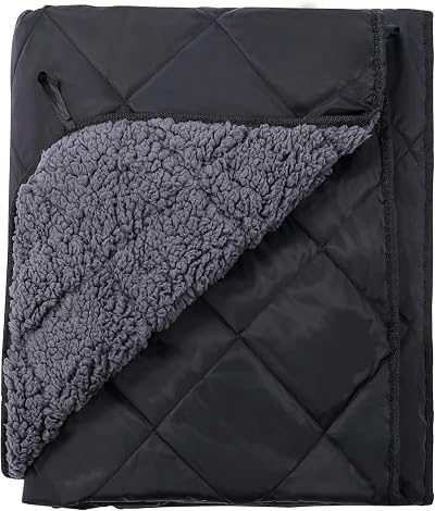 REDCAMP Waterproof Camping Blanket Sherpa 150x126 cm Windproof Black