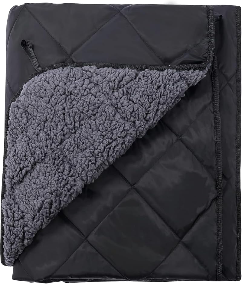 REDCAMP Waterproof Camping Blanket Sherpa 150x126 cm Windproof Black